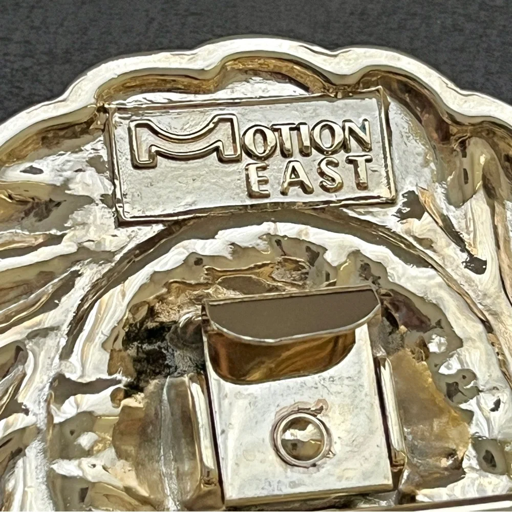 Vintage Motion East Gold Lion Head belt buckle Circa 1975